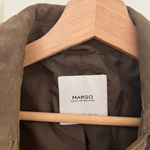 Mango Olive Suede Belted Wrap Jacket - Picture 4 of 4